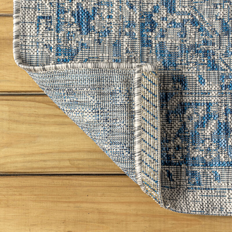 Rozetta Boho Medallion Textured Weave Round Indoor/Outdoor Area Rug