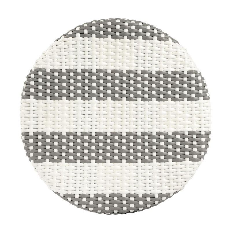Butler Specialty Tobias Rattan Round 24 Counter Stool, Gray and White Stripe