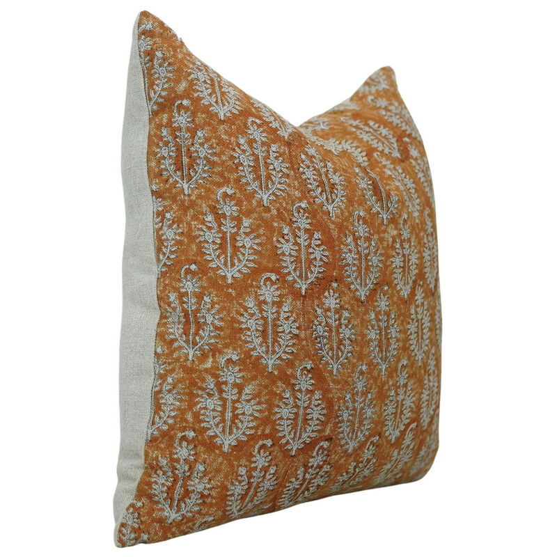 Fabdivine Handmade Farmhouse Heavy Linen Pillow Cover Boho Rectangle Throw Cushioncase Block Print for Sofa, Bed, Dining, D&eacute;cor, Neelgagan image number 5