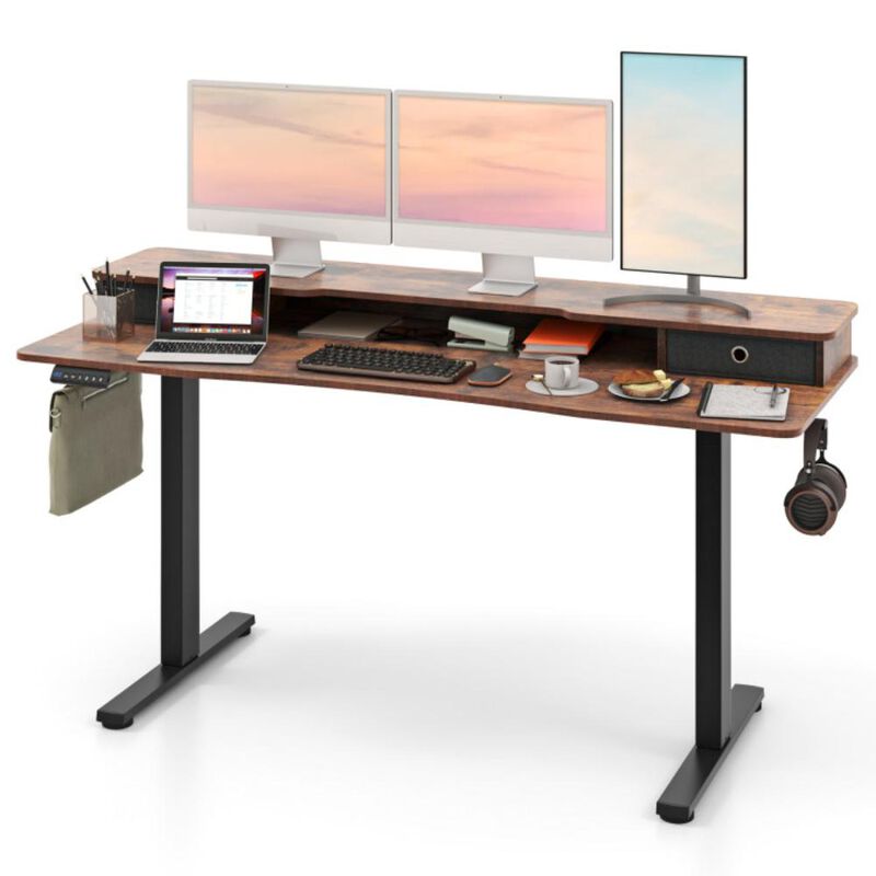 Hivvago 63 Inch x 24 Inch Electric Standing Desk with 2 Drawers