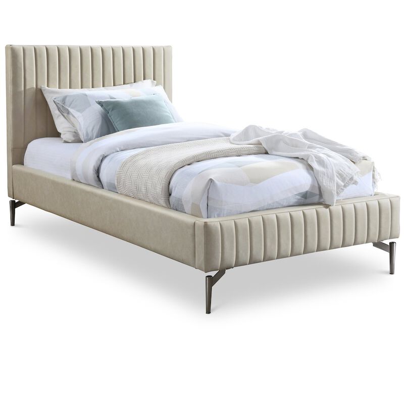 Meridian Furniture Gallo Beige Vegan Leather Twin Bed