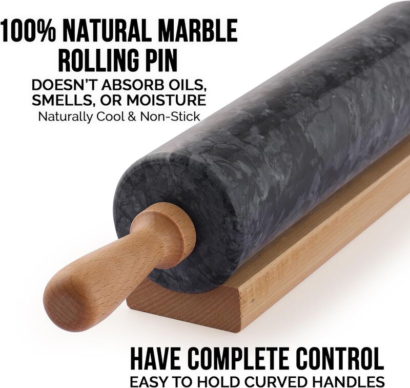17-Inch Marble Rolling Pin with Stand