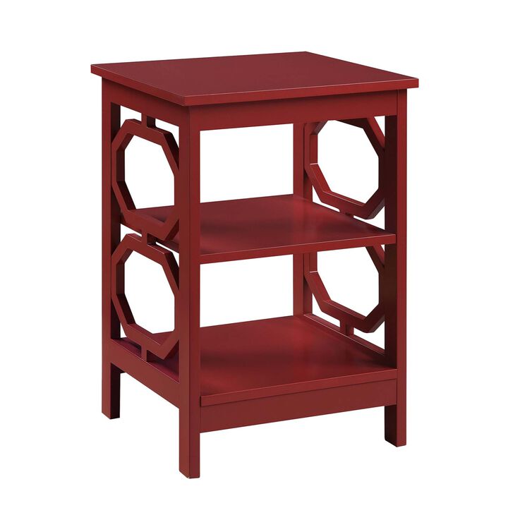 Convenience Concepts Omega End Shelves Table, Cranberry Red