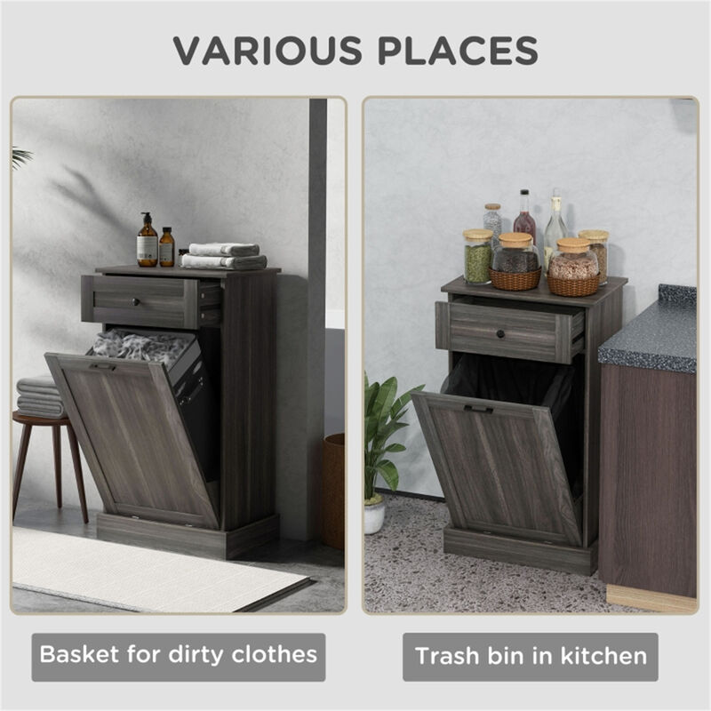 Kitchen Storage Cabinet with Hidden Trash Bin & Shelves for a Clutter-Free Space