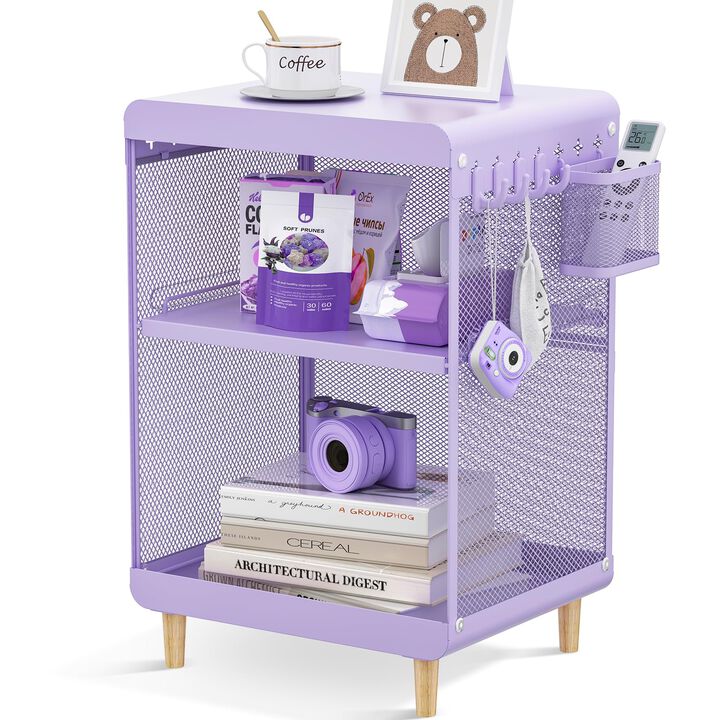 SYKIARIOL Night Stand,Cute End Table with Storage Drawer,Kids Nightstand for Bedroom Furniture,Bedside Table Small Purple Nights