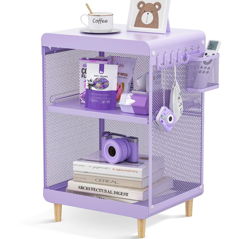 SYKIARIOL Night Stand,Cute End Table with Storage Drawer,Kids Nightstand for Bedroom Furniture,Bedside Table Small Purple Nights