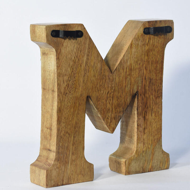 Vintage Natural Gold Handmade Eco-Friendly "M" Alphabet Letter Block For Wall Mount & Table Top Décor
