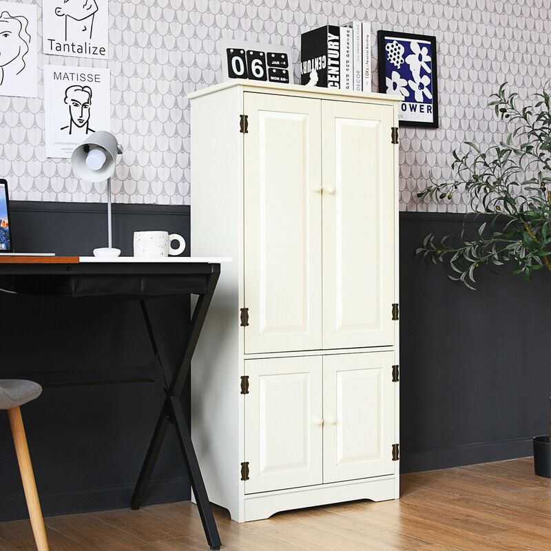Accent Floor Storage Cabinet with Adjustable Shelves Antique 2-Door-White image number 3