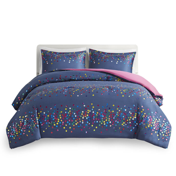 Gracie Mills Domhnall Rainbow Iridescent Metallic Dot Comforter Set