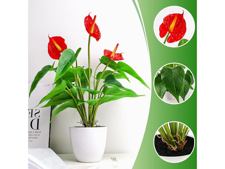Red Artificial Outdoor Plants Home Decor Flower Anthurium
