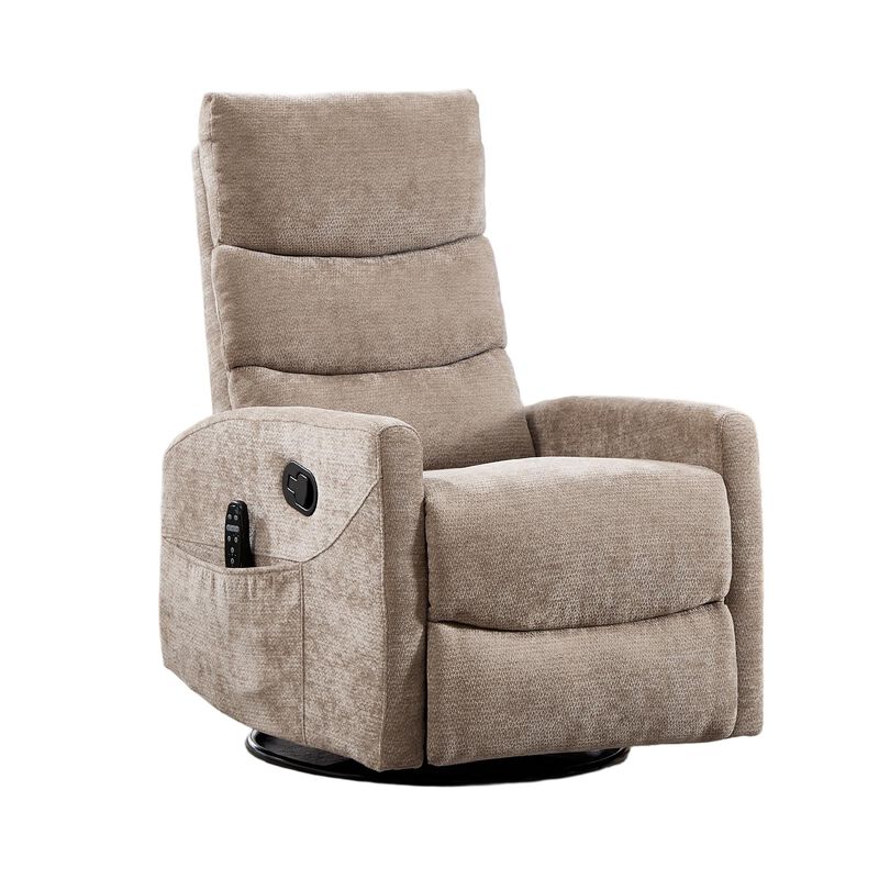 Chenille Manual Recliner Chair Swivel Rocker Recliner with Heat & Massage image number 0