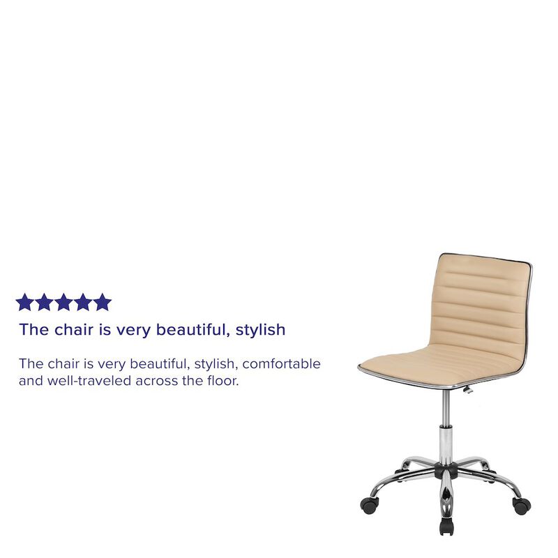 Alan Low Back Designer Armless Ribbed Swivel Task Office Chair image number 1
