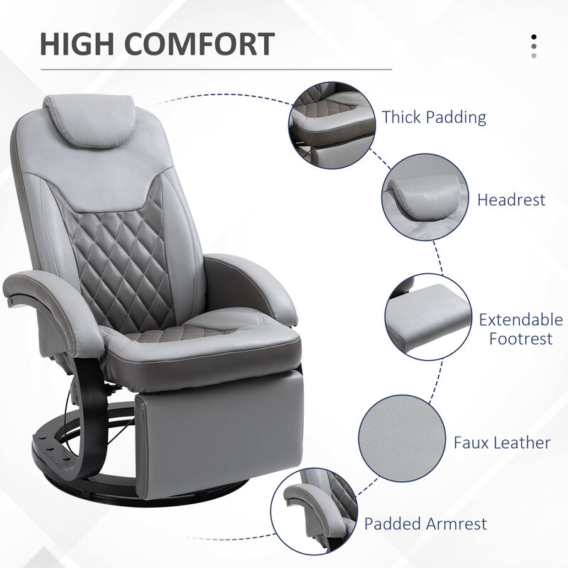 Hivvago Adjustable Swivel Recliner Armchair with Footrest image number 4