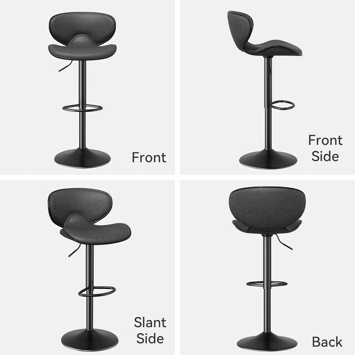 Leather Swivel Bar Stools Set of 2, Water Resistant Adjustable Counter Height Stools with Thickened Seat & Iron Frame, 360&deg; Kitchen Island Chairs for Home