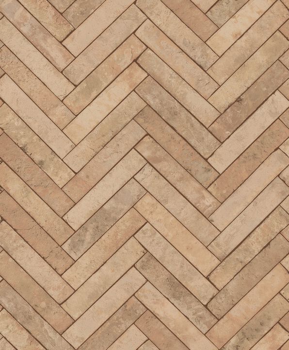 The Bricks And More Brick Herringbone Beige Wallpaper 45760