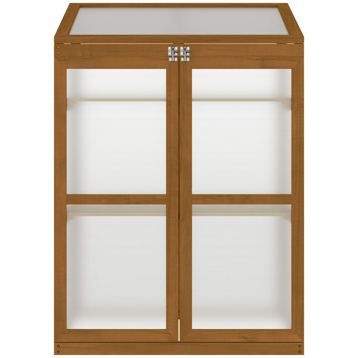 Hivvago Mini Wooden Cold Frame Greenhouse for Garden