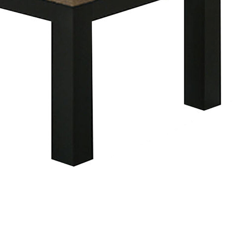 Tex 3pc Coffee and Side End Table Set, Brown Top, Black Wood Legs