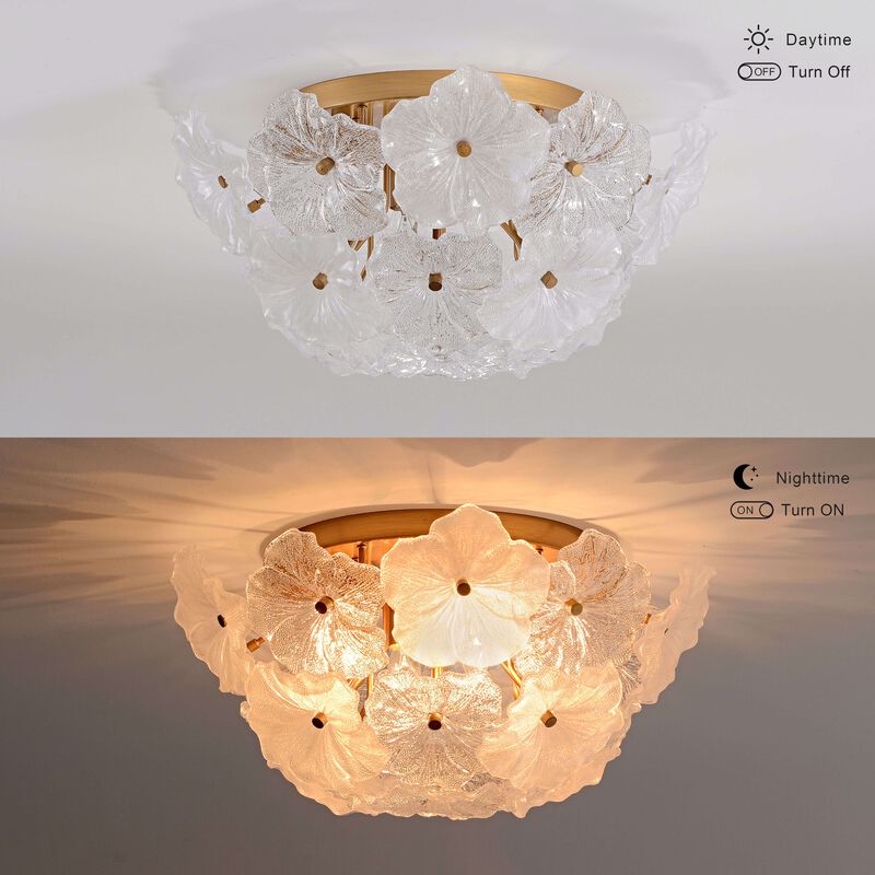 Frieda Modern 4-Light 19.5" Brushed Brass Clear Glass Flower Flush Mount image number 6