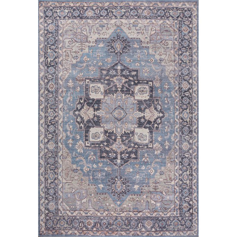 Maris Ornate Medallion Machine-Washable Area Rug