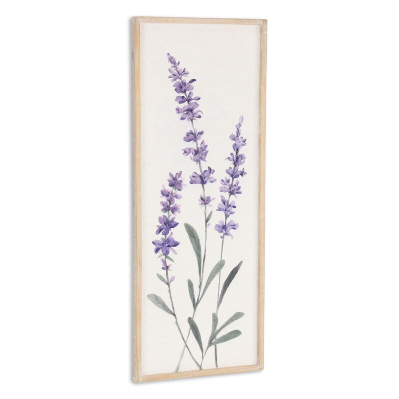 HomeRoots 32" X 12" Natural White And Lavender Floral Wood Framed Art image number 2