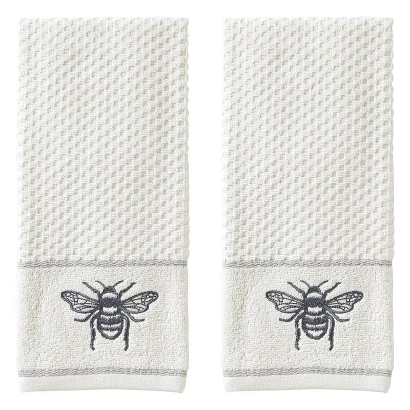 SKL Home Saturday Knight Ltd Farmhouse Bee Hand Towel - (2-Pack) - 16x25" , White