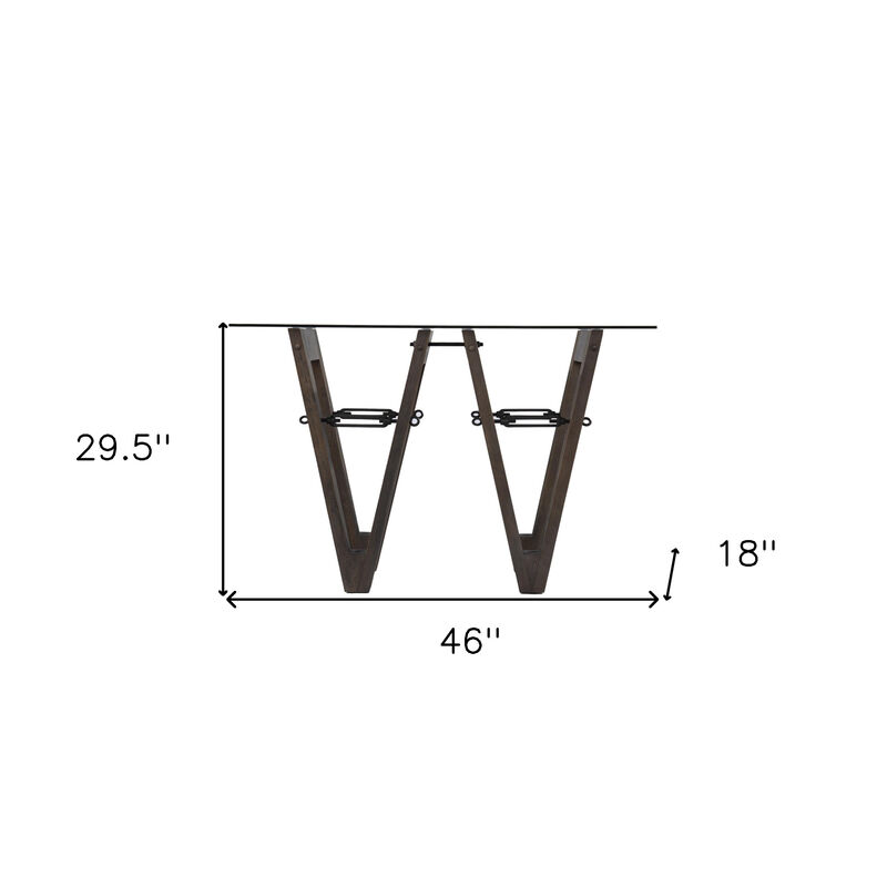 HomeRoots 46" Clear Gray and Brown Glass and Solid Wood Abstract Console Table image number 5