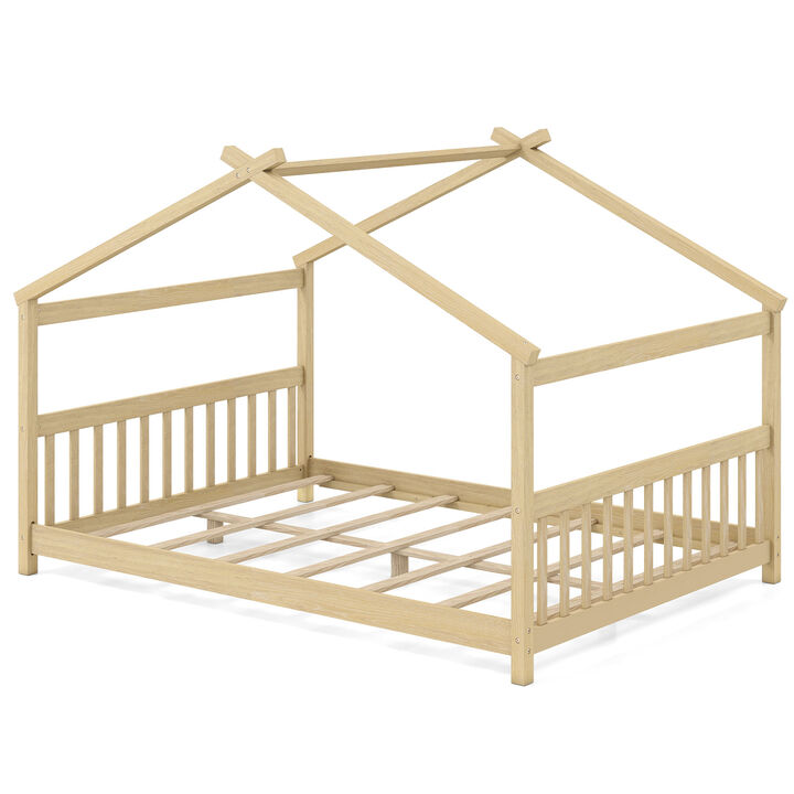 House Bed Frame with Headboard for Kids Bedroom