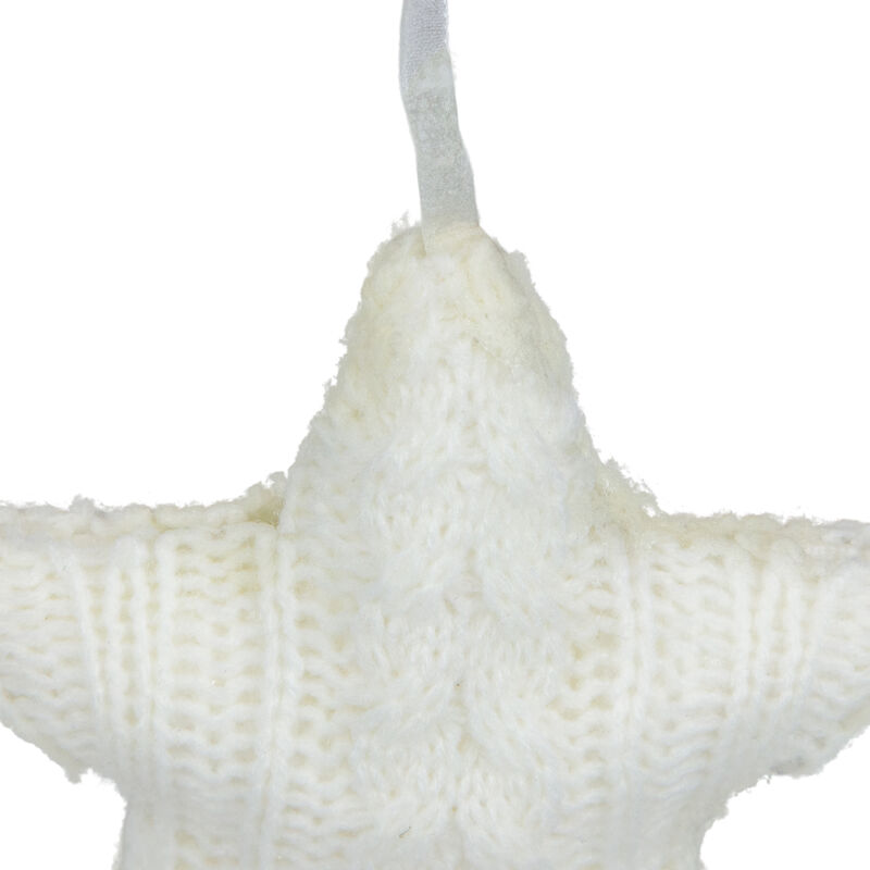4" Cream Cable Knit Star Christmas Ornament image number 3
