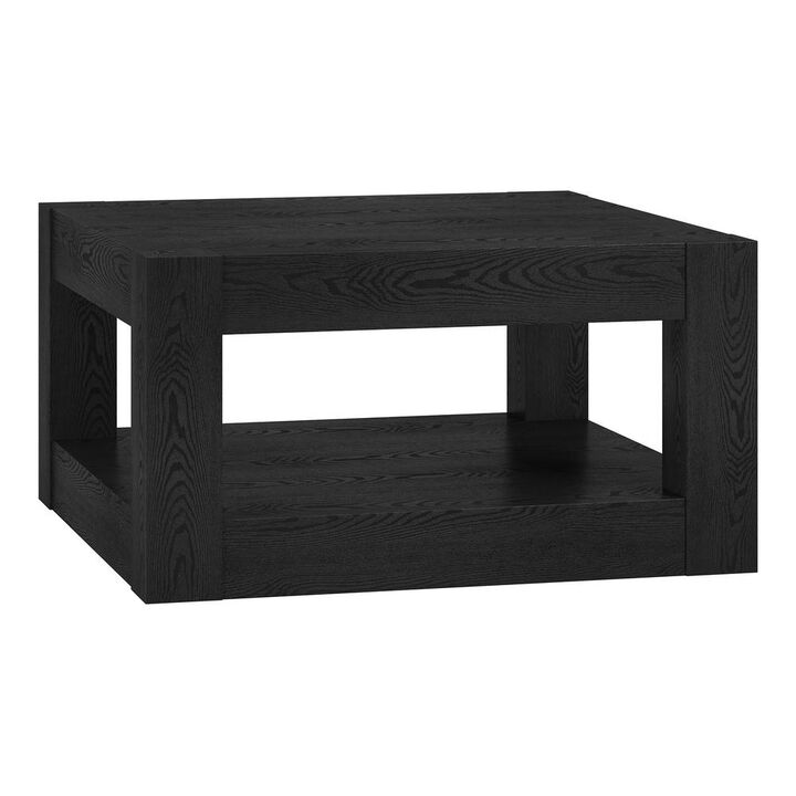 Hudson&Canal Hughes 32 Wide Square Coffee Table in Black Grain