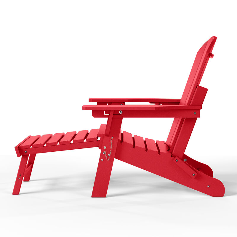 WestinTrends Folding Adjustable Adirondack Chair with Retractable Ottoman and Cup Holder image number 4
