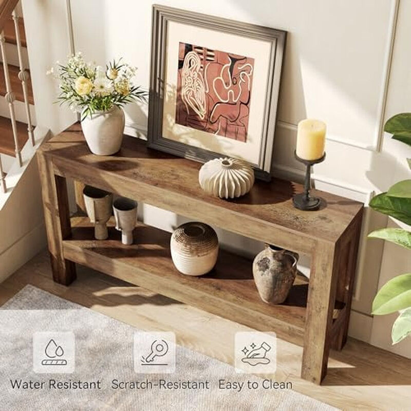 Tribesigns Farmhouse 2-Tier Wood Console Table image number 5