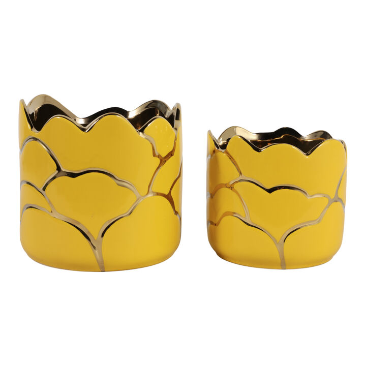 S/2 Clouds Planter Yellow/Gold