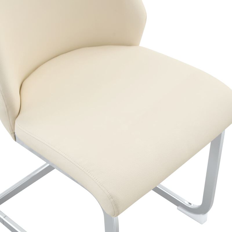 Set of 2 PU Leather Dining Chairs, High Back Upholstered Dining Chair with Ring Pull Handle, Modern Rectangular Back Dining Chair image number 6