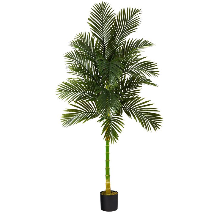 Nearly Natural 7-ft Golden Cane Artificial Palm Tree
