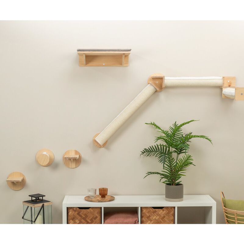 TRIXIE Wall Set 6 Multi-Level Wall Mounted Cat Perch System w-Corner Sisal Posts image number 1