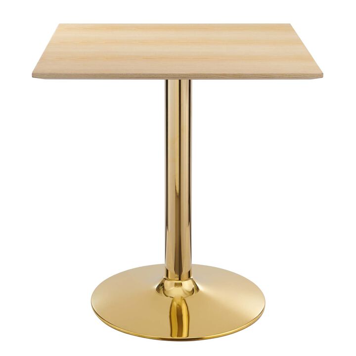 Modway - Verne 28" Square Dining Table Gold Natural