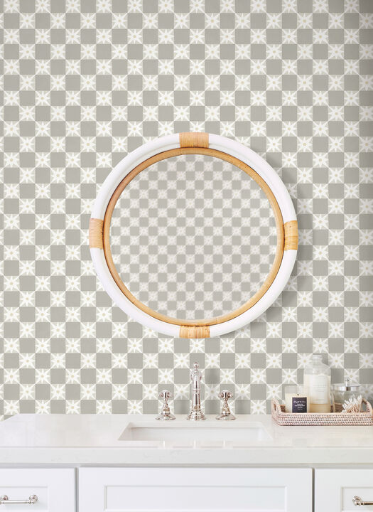 Stardust Warm Grey Checkerboard Peel & Stick Wallpaper (Set of 2)