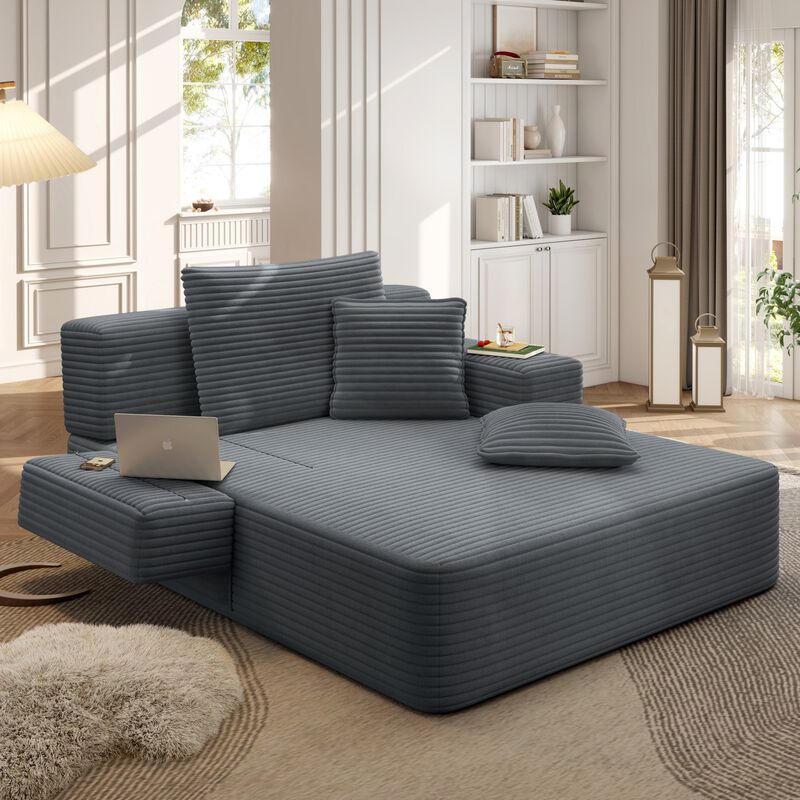 Pliho Luxury Corduroy Convertible Sofa Bed image number 7