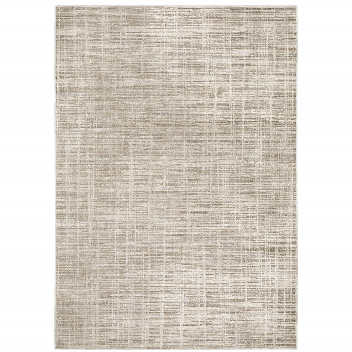 3 X 5 Beige grey Ivory Tan And Brown Abstract Power Loom Stain Resistant Area Rug