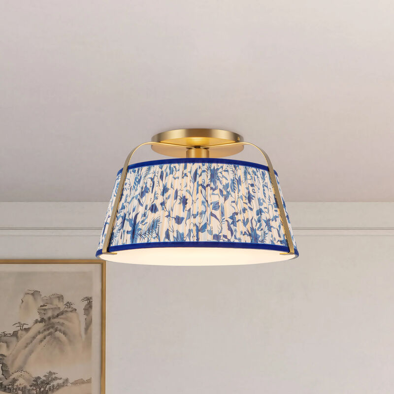 Scout 13 in Semi Flush Mount with Patterned Pleated Shade image number 5