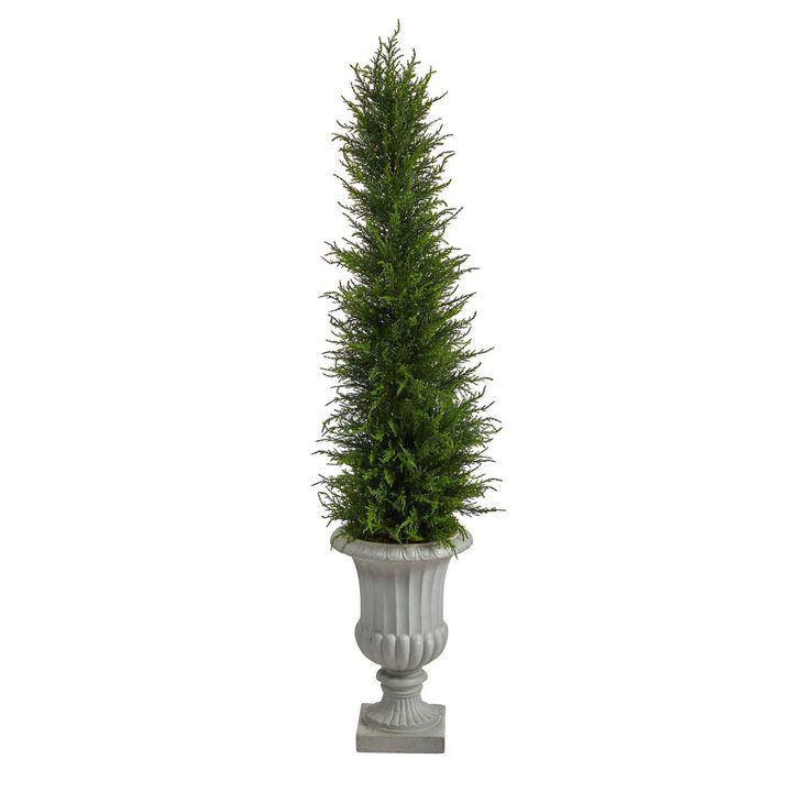 Nearly Natural 4.5-in Cypress Tree in Urn UV Resistant (Indoor/Outdoor)