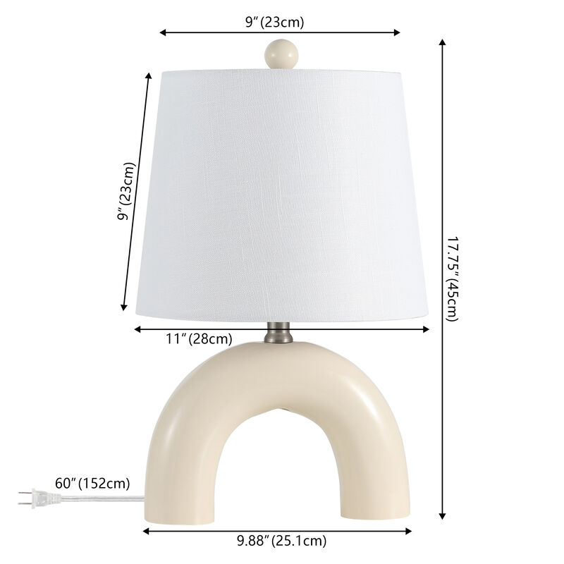 Zadie 17.75" Scandinavian Minimalist Ceramic Arch LED Table Lamp
