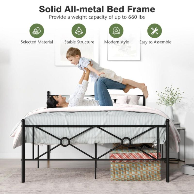 Hivvago Metal Platform Bed Frame with Headboard and Footboard