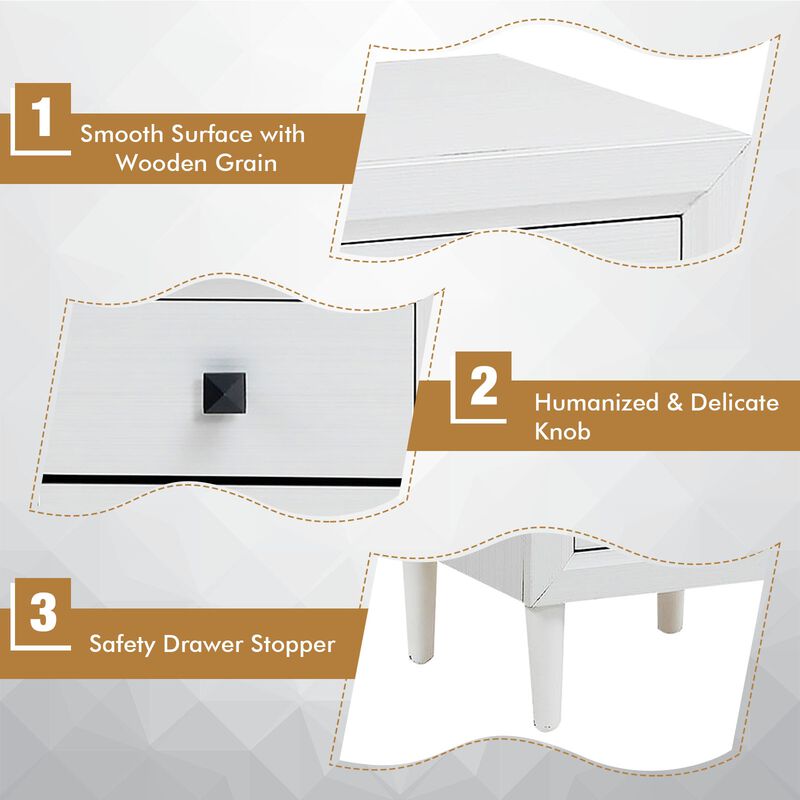 Multipurpose Retro Bedside Nightstand with 2 Drawers