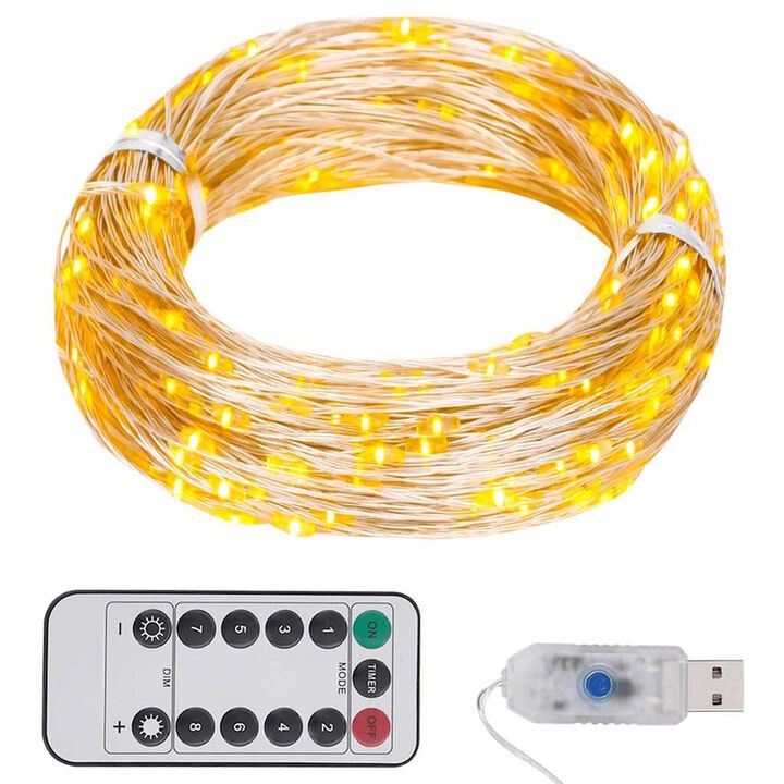Led String Warm White Copper Wire 49.2 ft String Lights