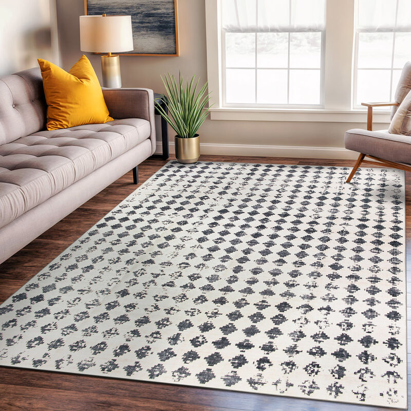 World Rug Gallery Geometric Distressed Abstract Washable Non Slip Indoor Area Rug:  Low Pile,  Stain & Fade Resistant,  Pet Friendly image number 5