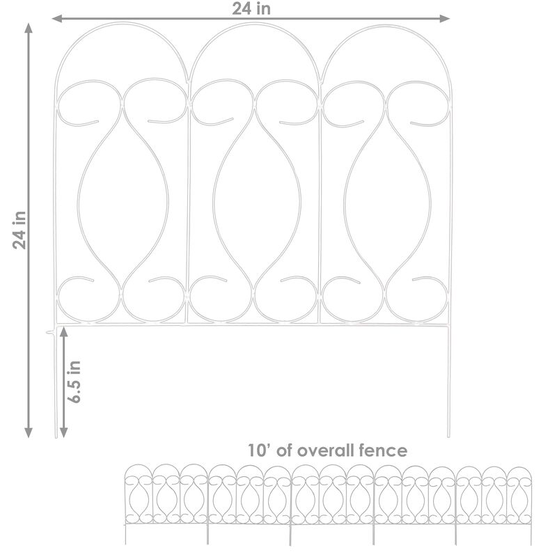 Sunnydaze Set of 5 Decorative Garden Border Fence Panels