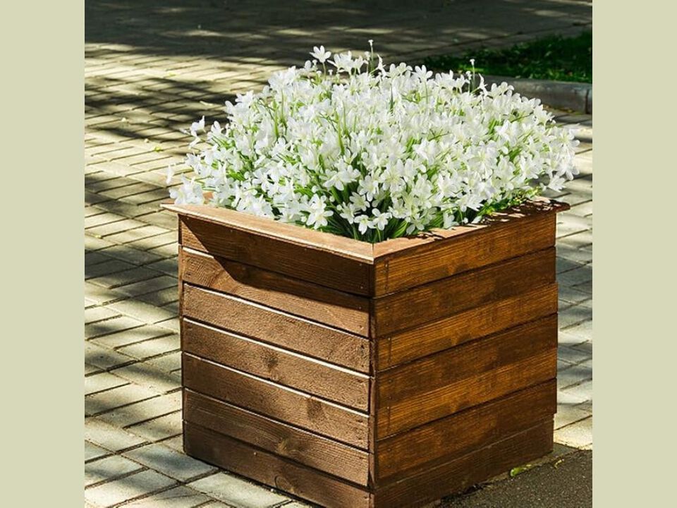 6 Bundle White Artificial Greenery Stems UV Resistant Outdoor Vase Filler