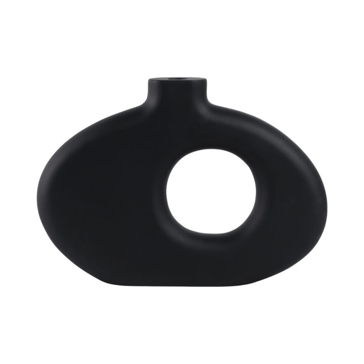 Cut-out Wood Vase, Black