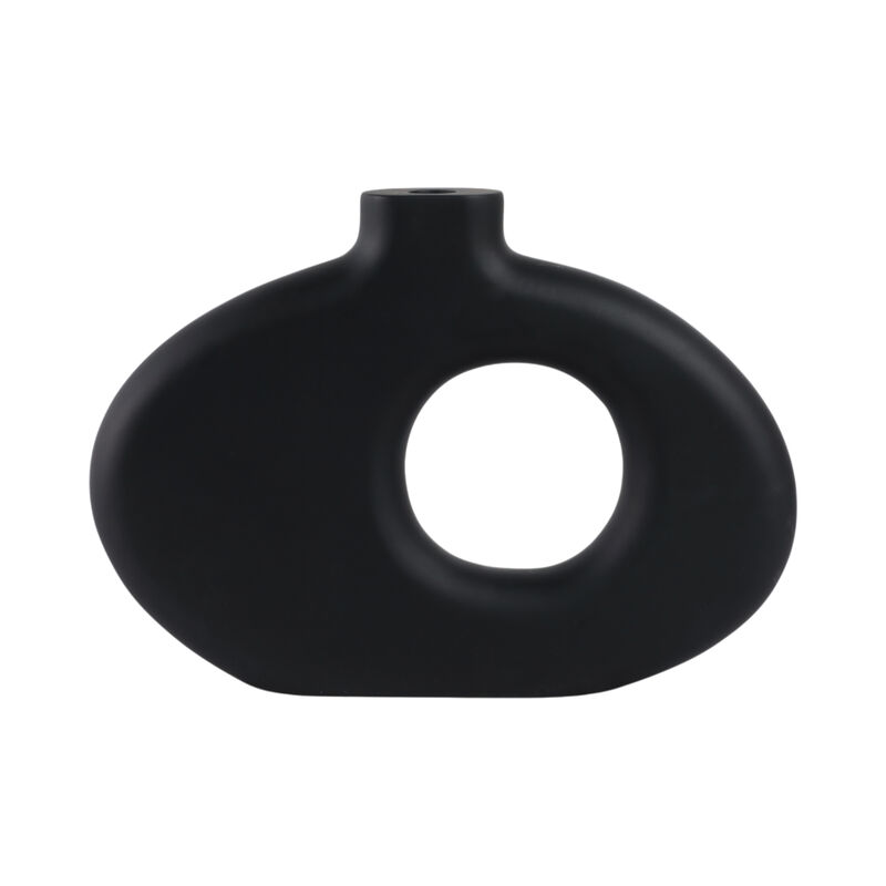 Cut-out Wood Vase, Black image number 0